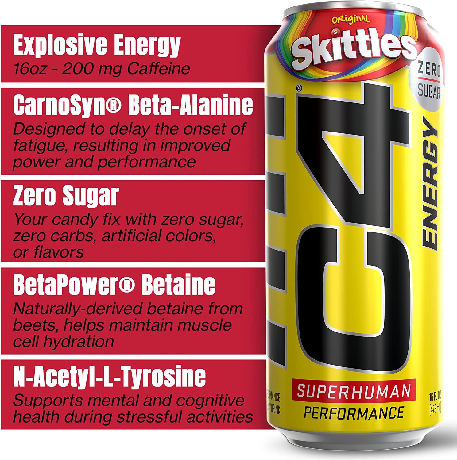 slide 3 of 4, C4 Skittles Energy Drink, 12 oz