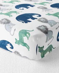 Littleplanet Baby Organic Cotton Mini Crib Sheet Safari Print OSZ