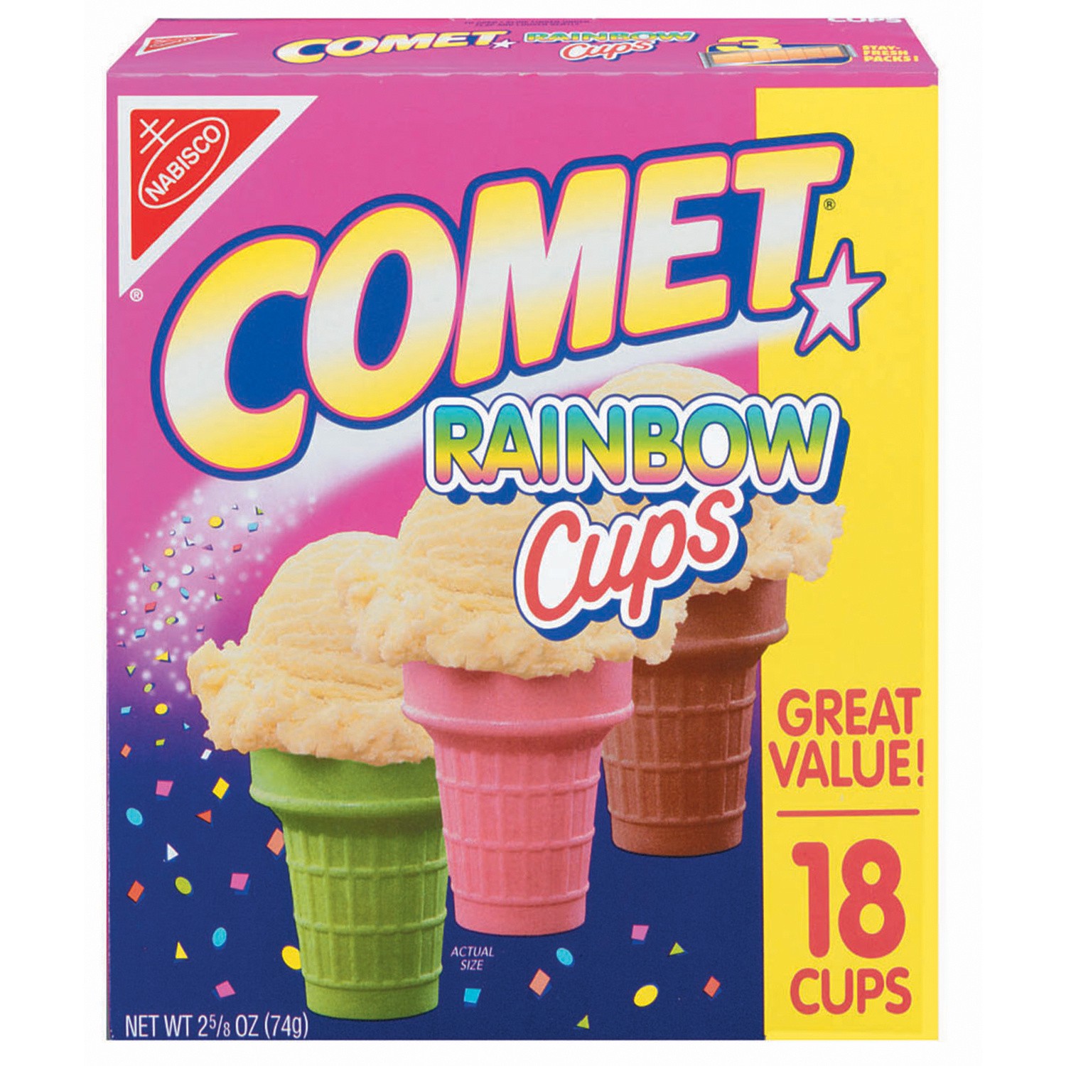 slide 1 of 6, Comet Cups Nabisco Comet Rainbow Cups, 18 ct; 25 oz