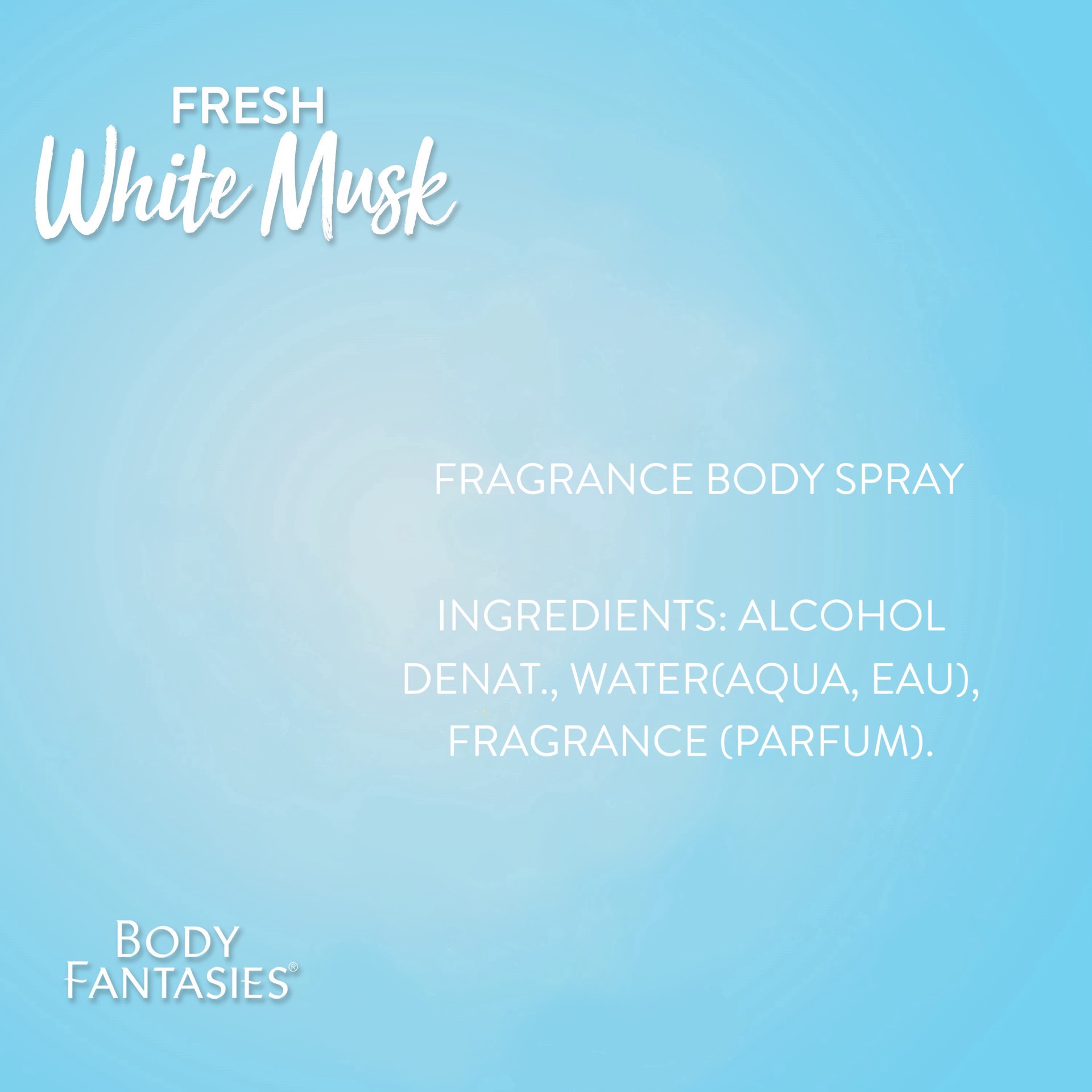 slide 3 of 5, Body Fantasies Body Spray, Fresh White Musk, 3.2 fl oz, 3.2 oz