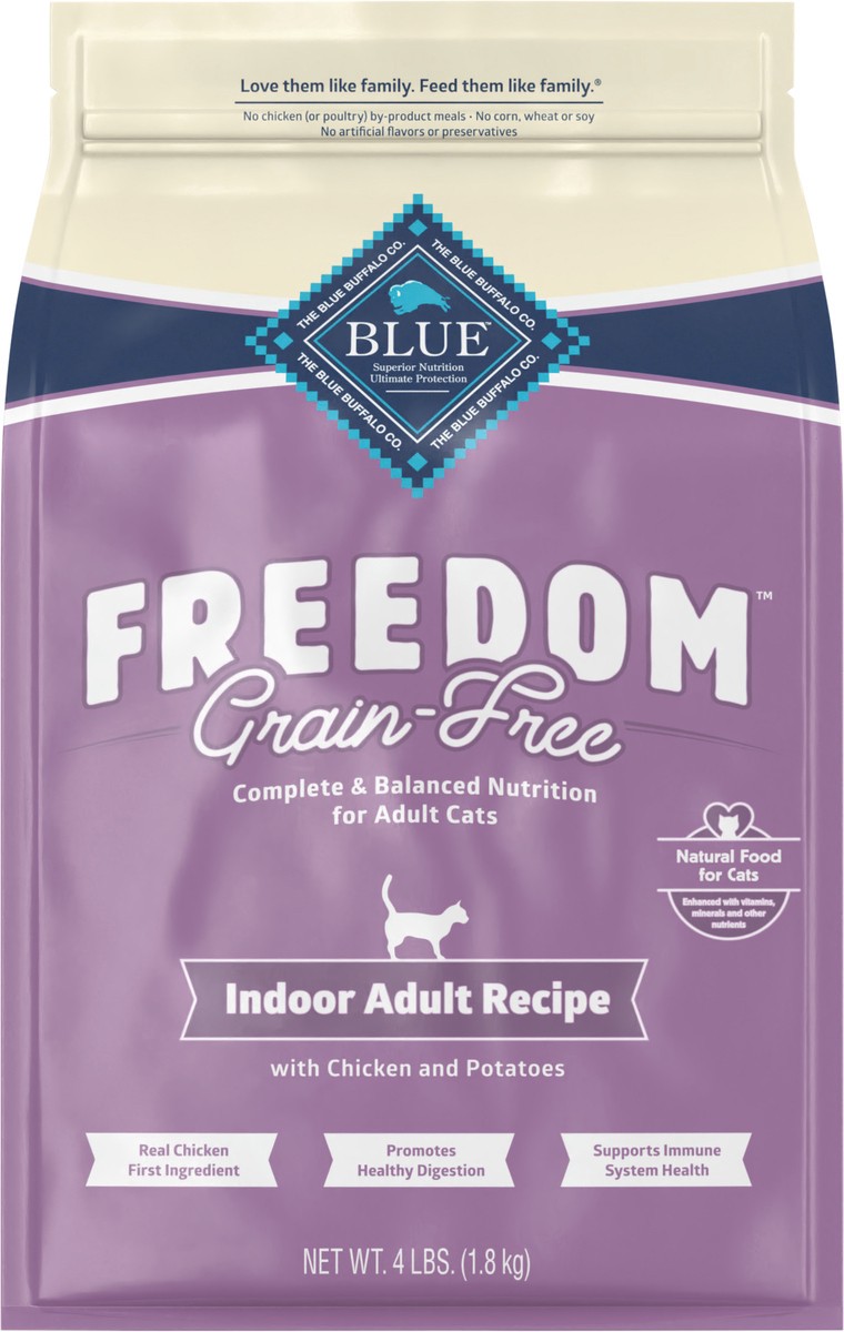 slide 1 of 13, Blue Buffalo Freedom Adult Indoor Cat Food, Chicken, 4 lb