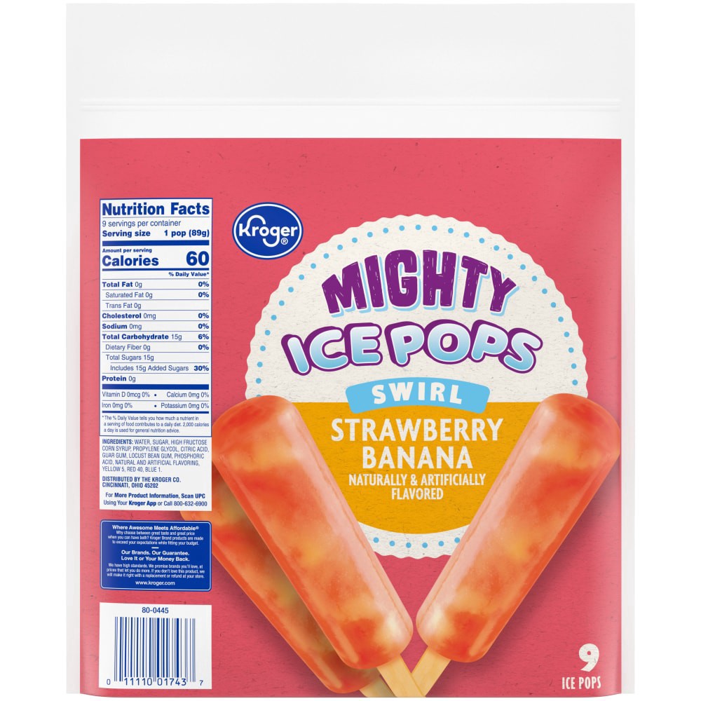 slide 2 of 6, Kroger Ice Pix Strawberry-Banana Pops, 9 ct; 3 fl oz