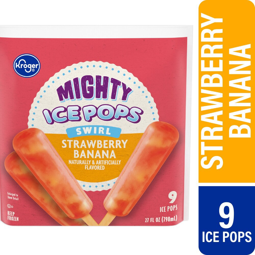 slide 1 of 6, Kroger Ice Pix Strawberry-Banana Pops, 9 ct; 3 fl oz