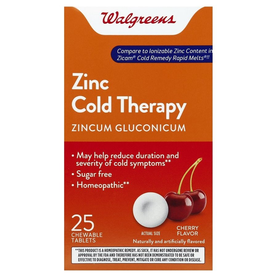 slide 1 of 3, Walgreens Zinc Cold Therapy Cherry Flavor Quick-Dissolving Tablets, 25 ct
