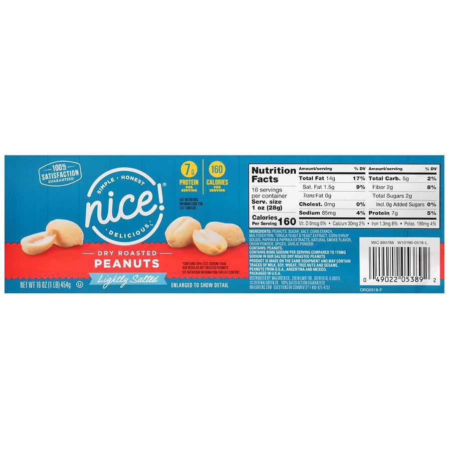 slide 2 of 5, Nice! Dry Roasted Peanuts Lightly Salted, 16 oz