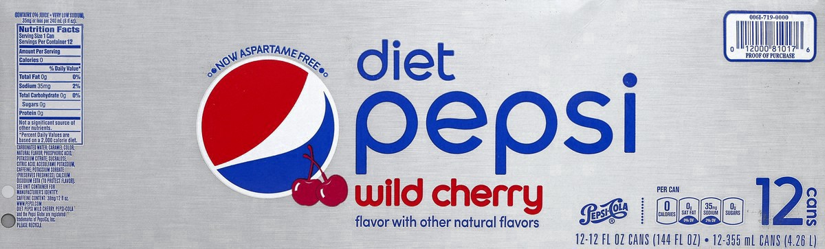 slide 8 of 19, Diet Pepsi Wild Cherry Cola- 12 ct; 12 fl oz, 12 ct; 12 fl oz