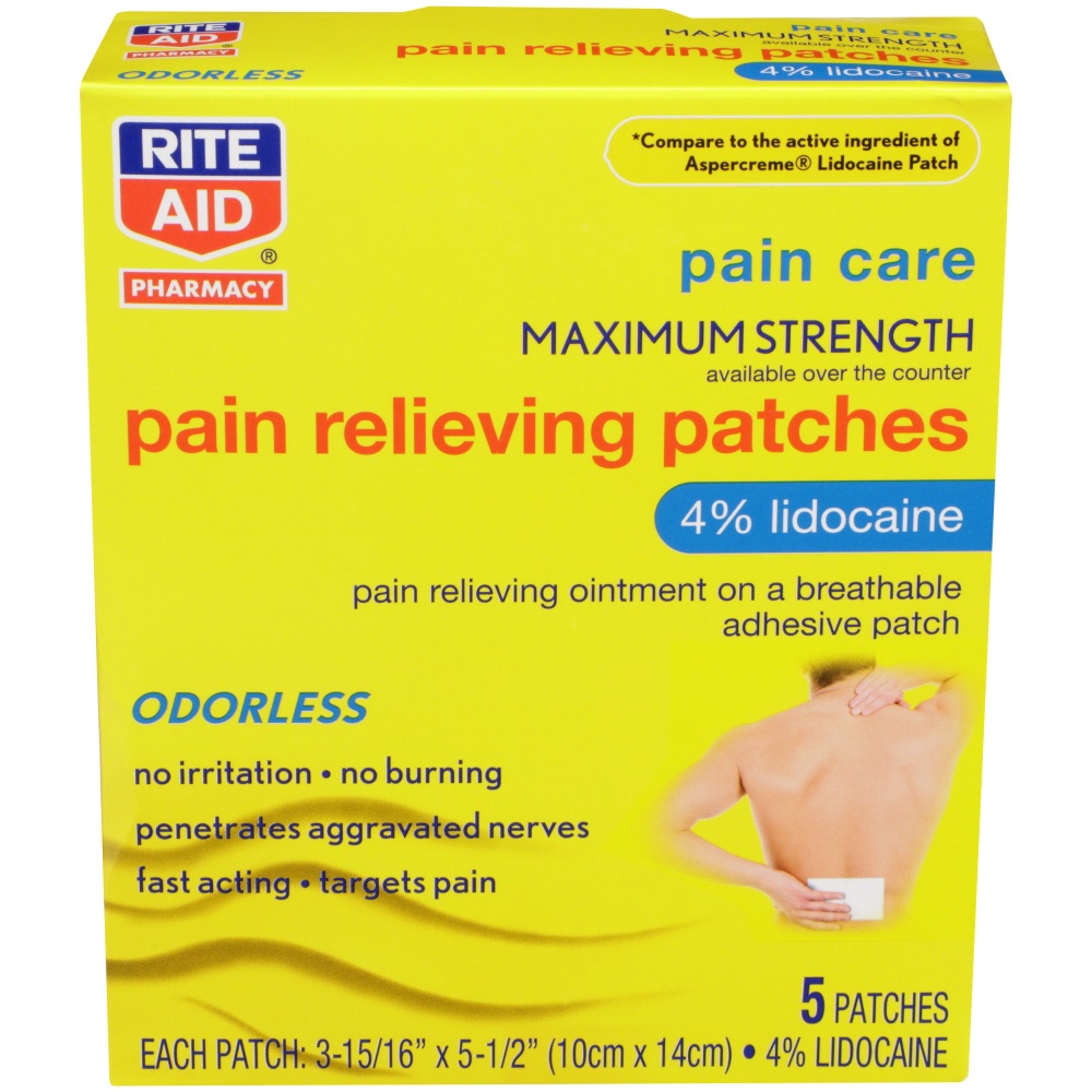 slide 1 of 1, Rite Aid Ra Lido Pain Patch, 5 ct