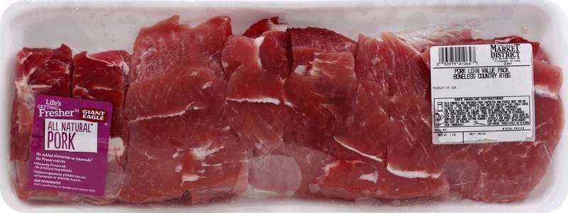slide 1 of 2, Market District Pork Loin Country Ribs, Boneless, Value Pack, per lb