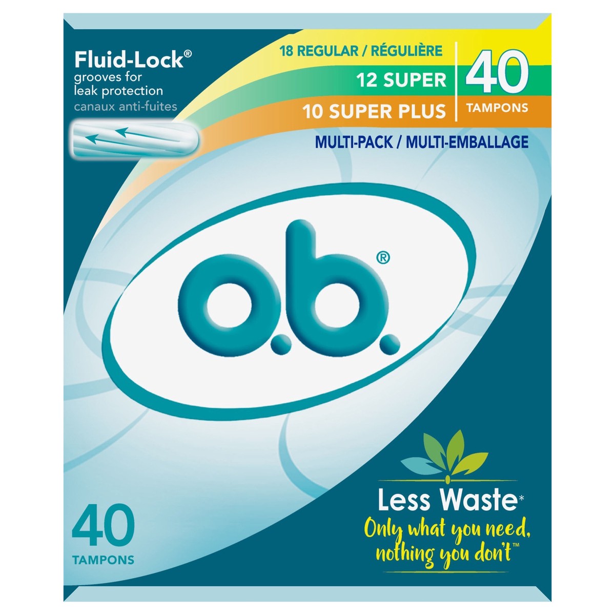 slide 1 of 6, o.b. Tampons Trio Pack Regular/Super/Super Plus Absorbency Unscented, 40 ct