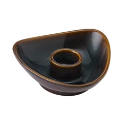 Elements Reactive Ceramic Candle Holder - Dark Olive - 4.5 in