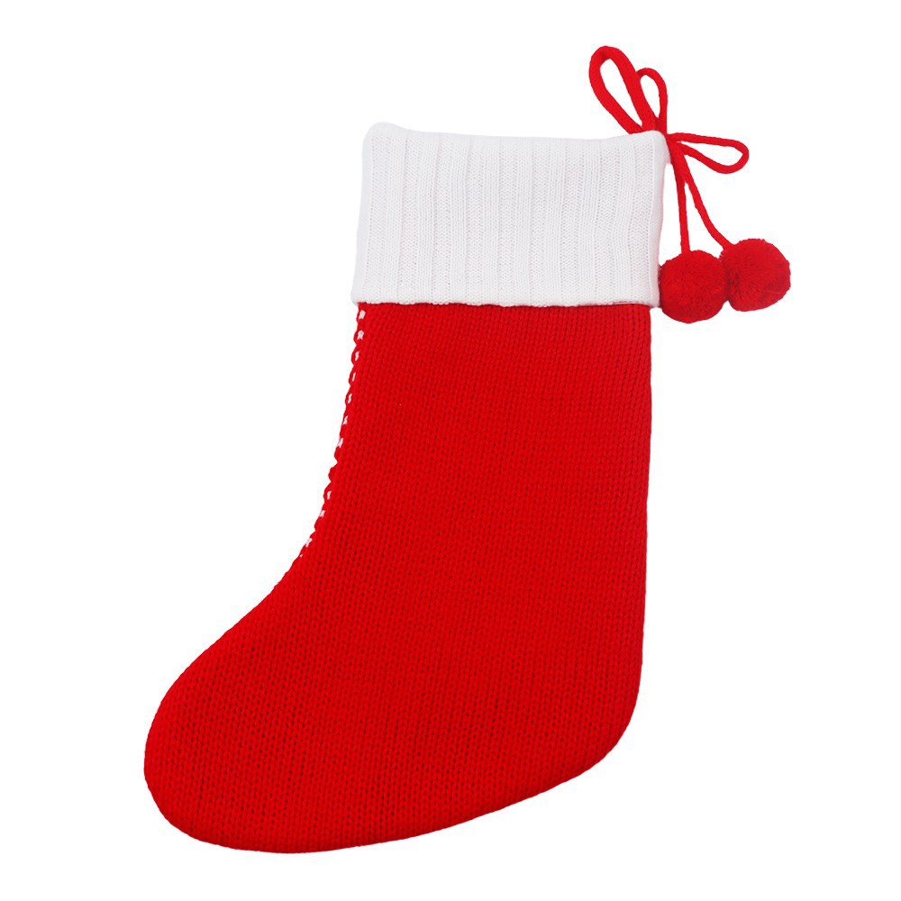 slide 2 of 3, 18" Red & White Stocking With Pom Poms By Ashland, 18 in