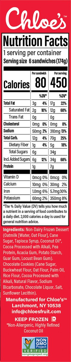 slide 9 of 13, Chloe's Mini Chocolate Cookie Sandwiches 6PK, 6 ct