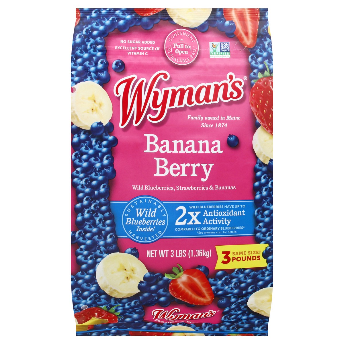 slide 1 of 6, Wyman's of Maine Cherry Berry With Kale Frozen Fruit, 