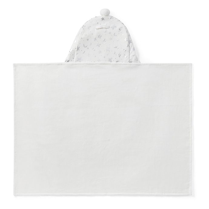 slide 3 of 3, Elegant Baby Moon & Stars Hooded Towel - White/Silver, 1 ct