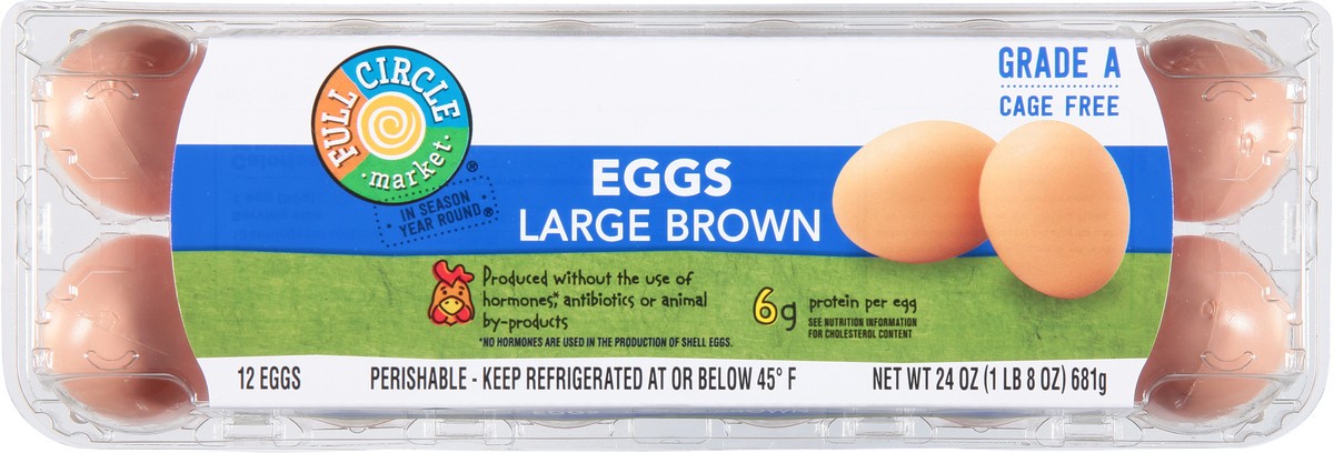 slide 9 of 11, Full Circle Market Grade A Cage Free Large Brown Eggs, 1 doz