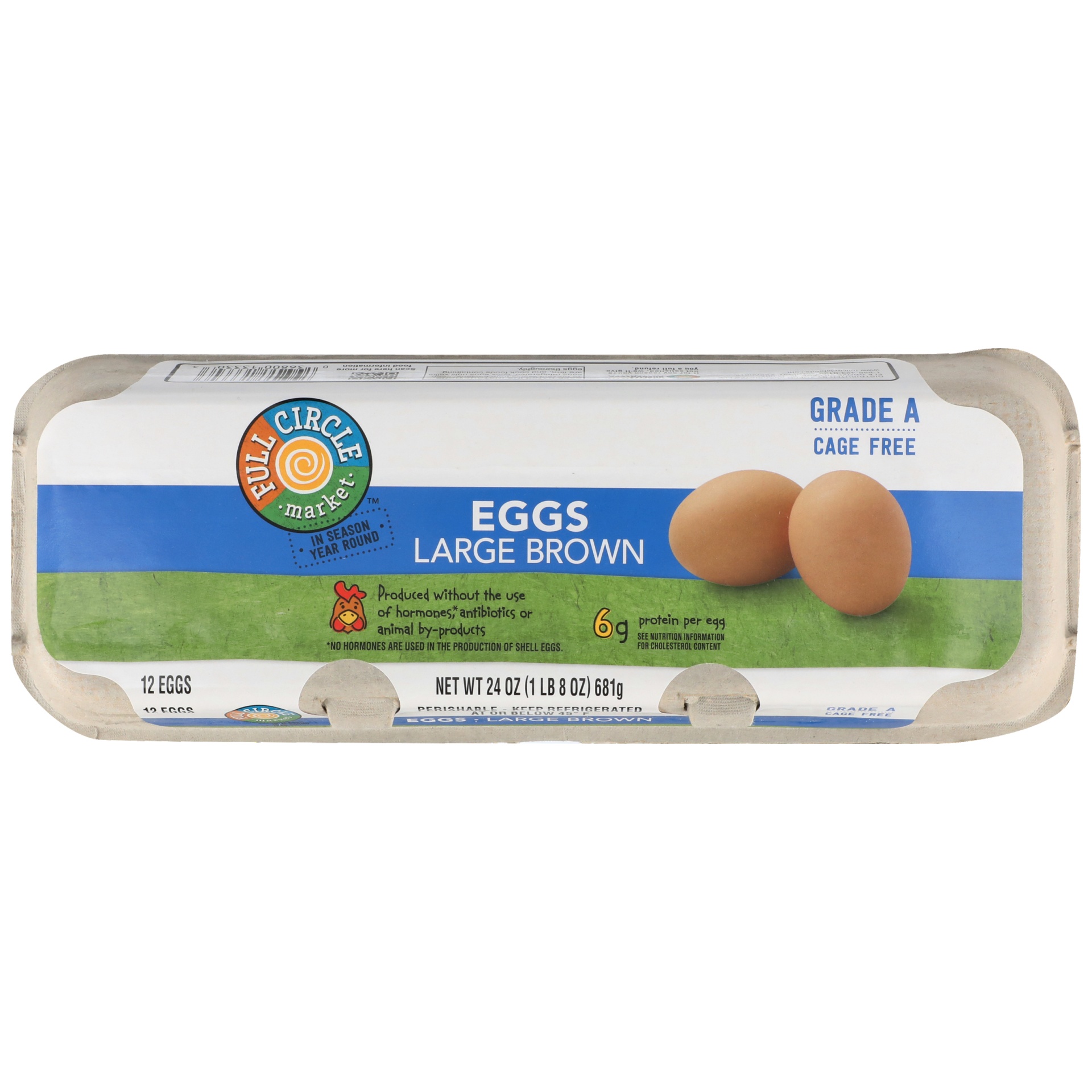 slide 1 of 1, Full Circle Market Grade A Cage Free Large Brown Eggs, 1 doz