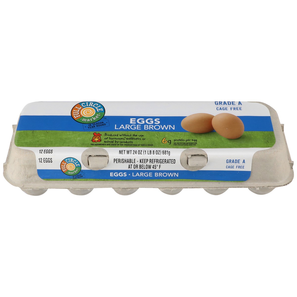 slide 1 of 11, Full Circle Market Grade A Cage Free Large Brown Eggs, 1 doz