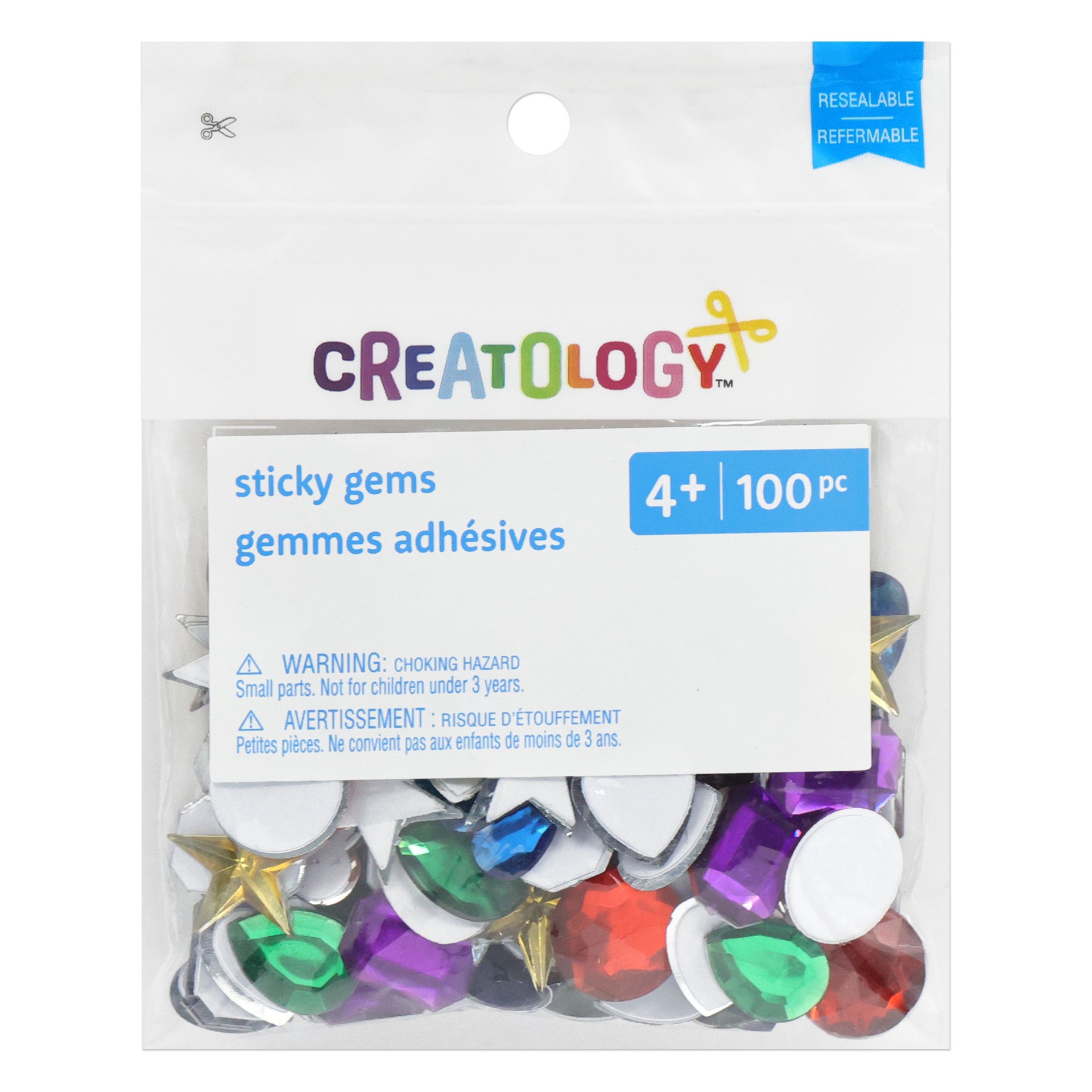 slide 2 of 3, Mixed Shape Sticky Gems By Creatology, 100 ct