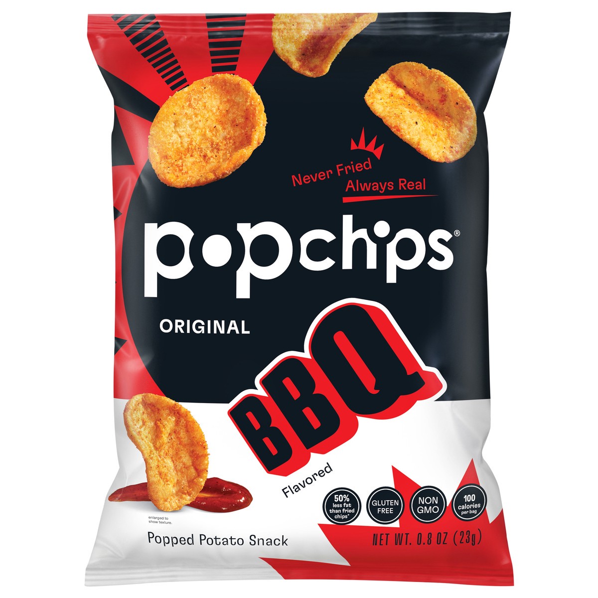 slide 1 of 1, popchips Popped Chip Snack, Potato, Barbeque, 0.8 oz