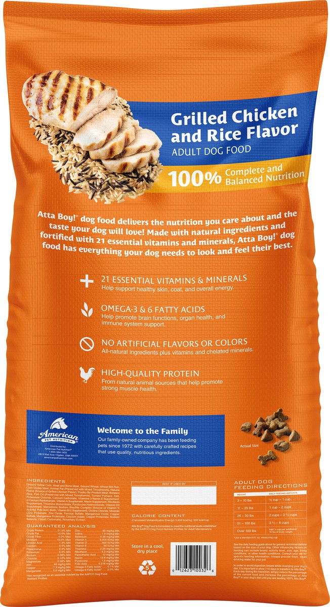 slide 5 of 8, Atta Boy! Adult Grilled Chicken and Rice Flavor Dog Food 32 lb, 32.5 lb