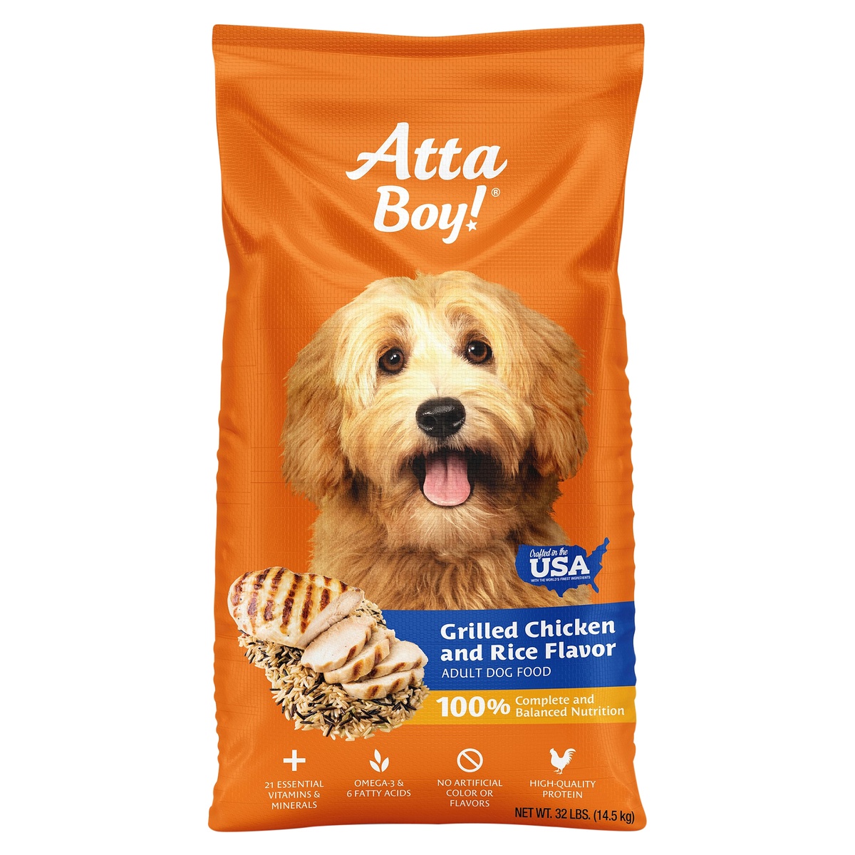 slide 1 of 1, Atta Boy! Adult Grilled Chicken and Rice Flavor Dog Food 32 lb, 32.5 lb