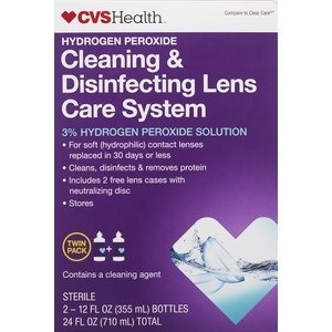 slide 1 of 1, CVS Health Hydrogen Peroxide Cleaning & Disinfecting Lens Care System, 2 ct; 12 fl oz; 355 ml
