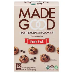 MadeGood Soft Baked Chocolate Chip Cookies Mini Family Pack 12 - 0.85 oz Packs