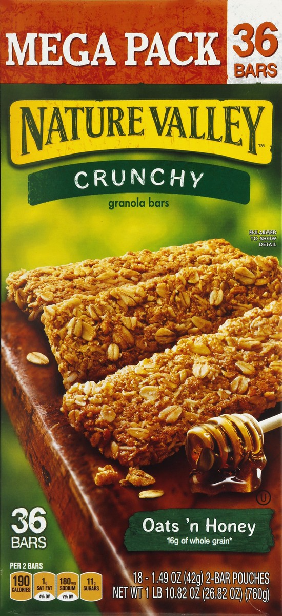 slide 5 of 6, Nature Valley Crunchy Oats 'n Honey Granola Bars, 18 ct; 1.48 oz