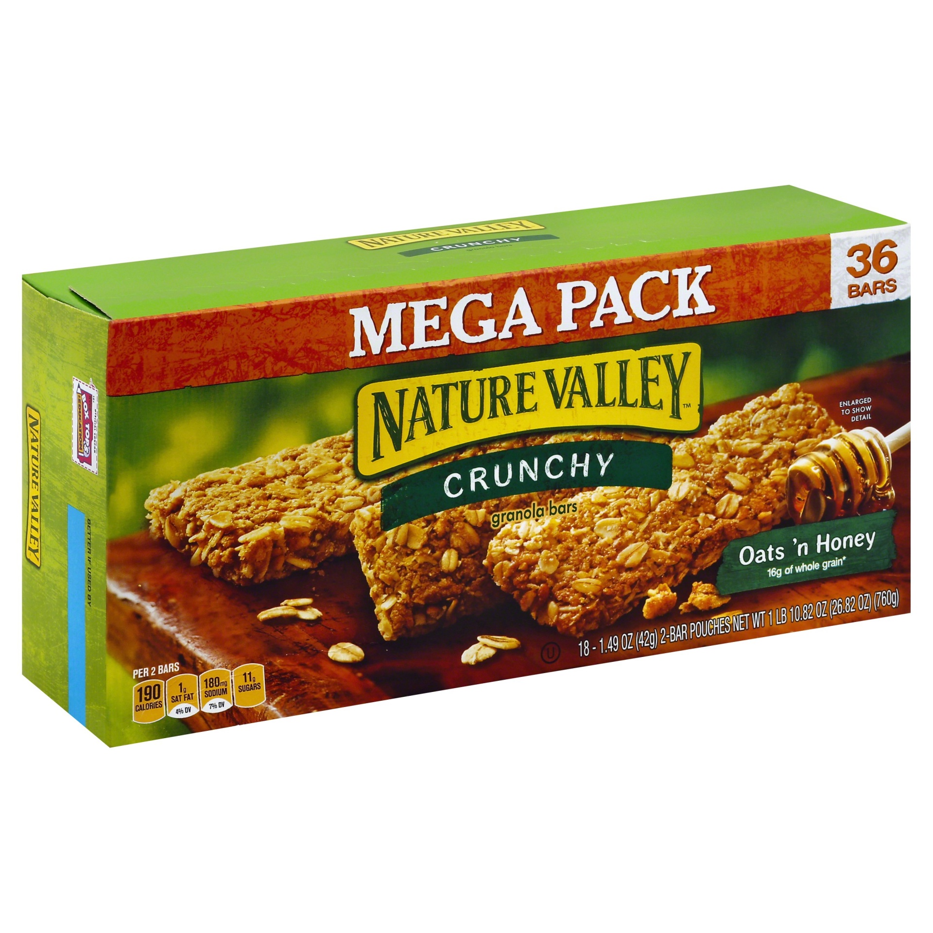 slide 1 of 6, Nature Valley Crunchy Oats 'n Honey Granola Bars, 18 ct; 1.48 oz