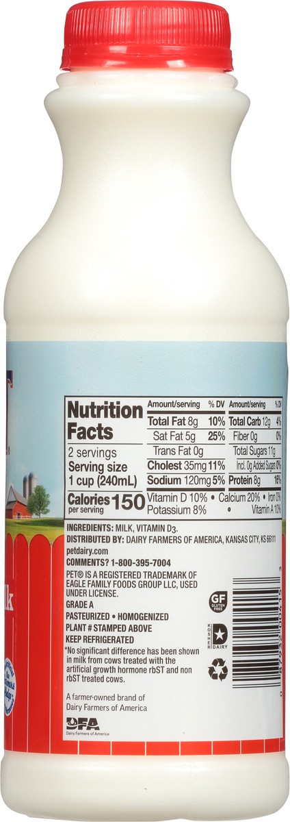 slide 8 of 13, PET Dairy Dairy Whole Milk with Vitamin D, Whole Milk Pint - 1 Bottle, 16 oz
