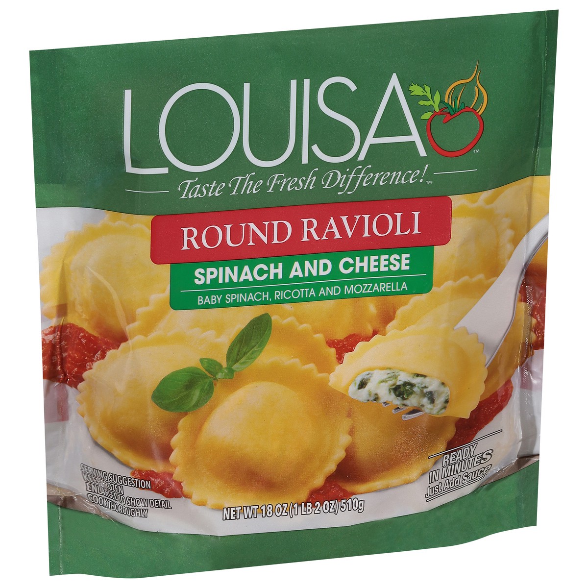 slide 3 of 9, Louisa Round Spinach and Cheese Ravioli 18 oz, 18 oz