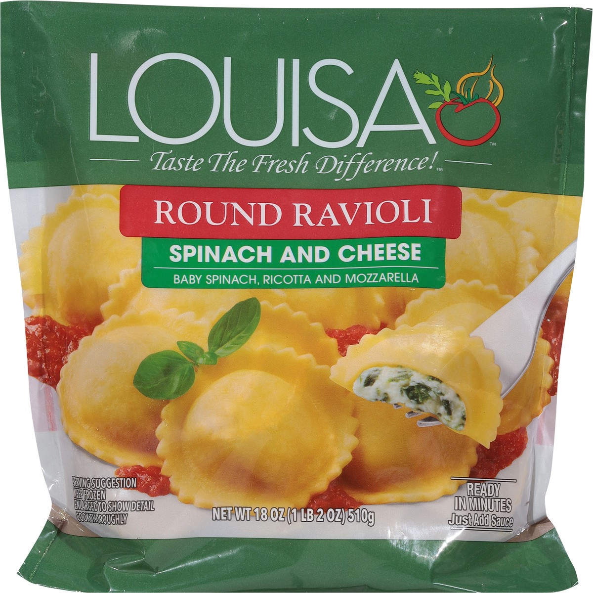 slide 6 of 9, Louisa Round Spinach and Cheese Ravioli 18 oz, 18 oz