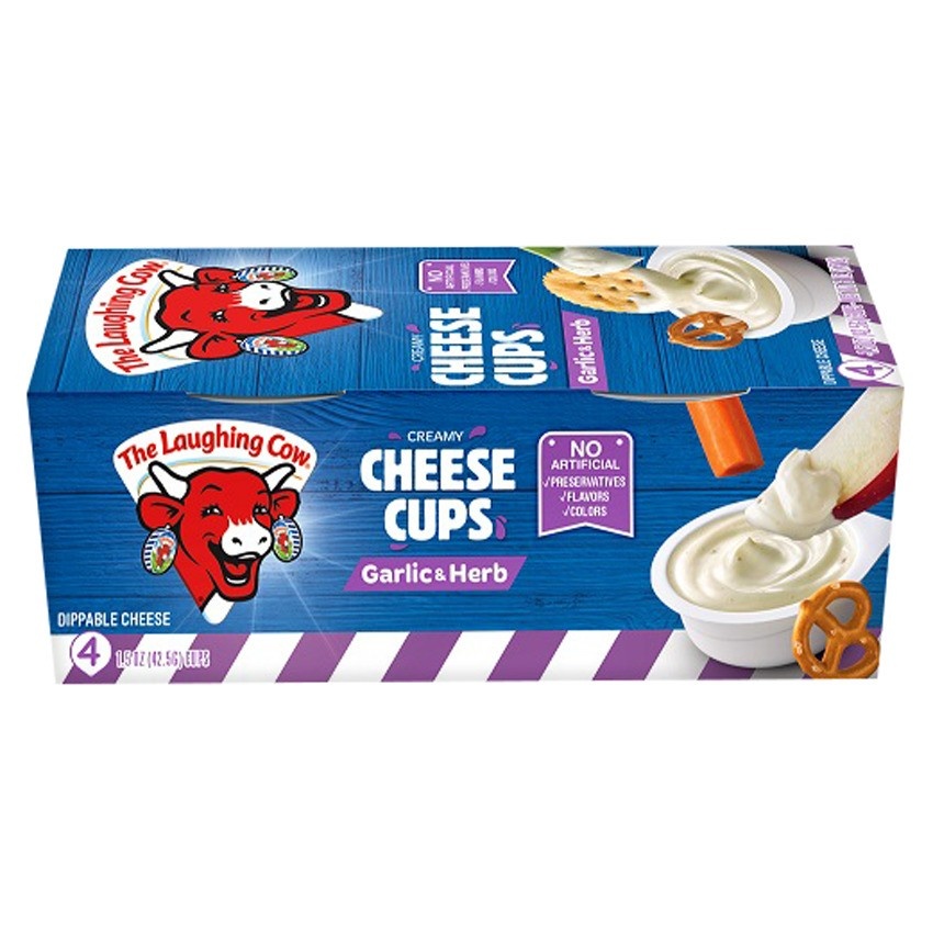 slide 1 of 1, Laughing Cow Garlic & Herb Cheese Cups, 6 oz