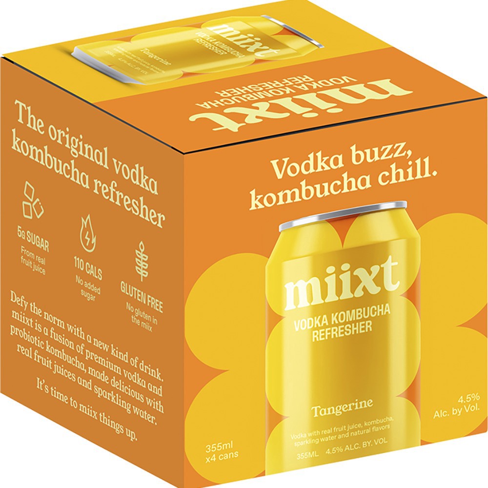 slide 1 of 1, Miixt Vodka Kombucha Miixt Tangerine Vodka Kombucha, 4 ct; 12 oz