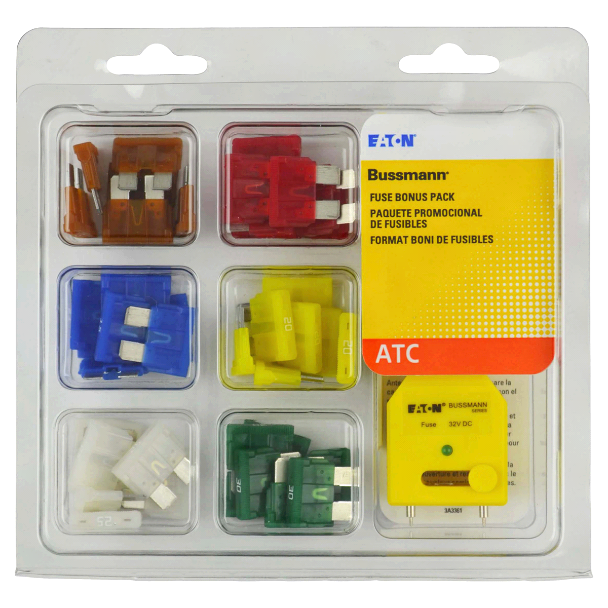 slide 1 of 1, Bussmann ATC Series Multi-Amp Blade Fuse Bonus Pack, 43 ct