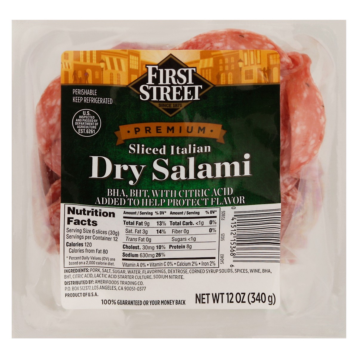 slide 12 of 12, First Street Sliced Italian Salami Dry, 12 oz