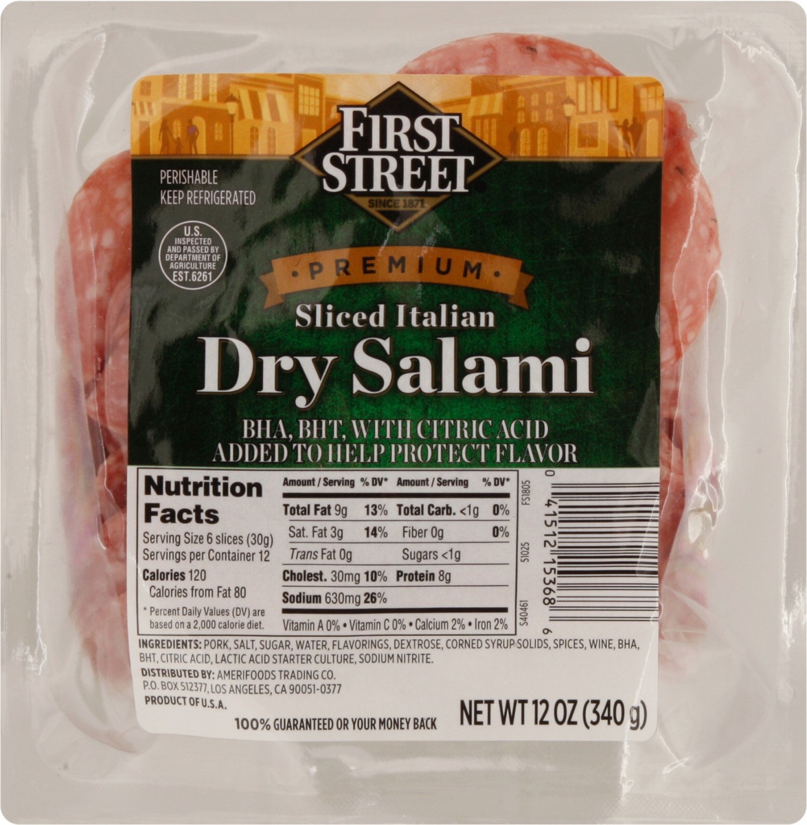 slide 1 of 12, First Street Sliced Italian Salami Dry, 12 oz