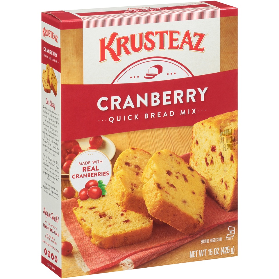 slide 2 of 8, Krusteaz Cranberry Quick Bread Supreme Mix, 15 oz