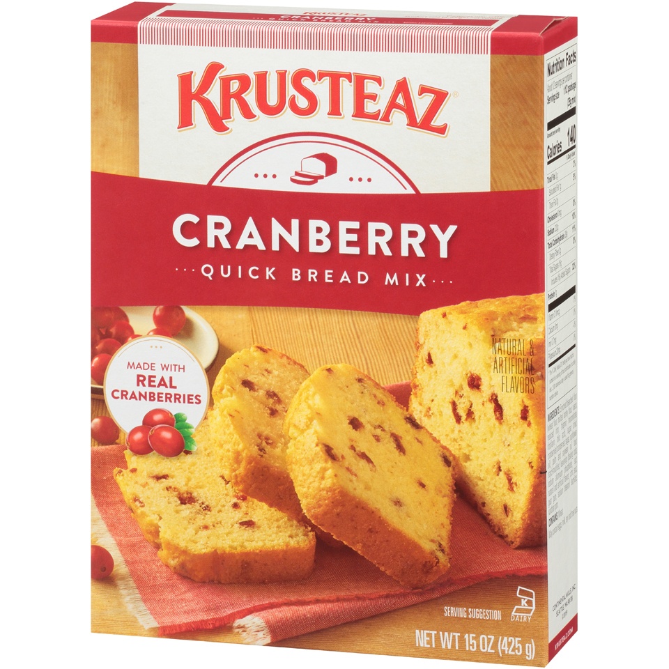 slide 3 of 8, Krusteaz Cranberry Quick Bread Supreme Mix, 15 oz