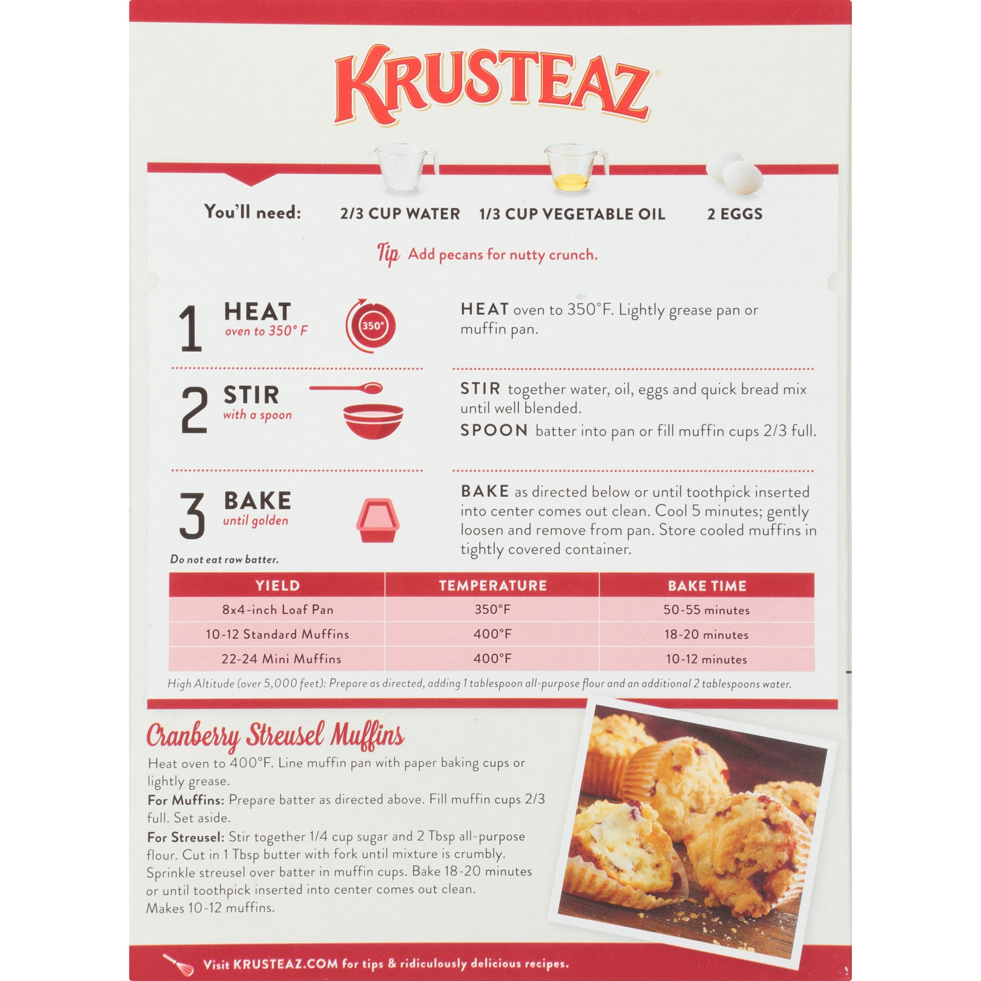slide 6 of 8, Krusteaz Cranberry Quick Bread Supreme Mix, 15 oz