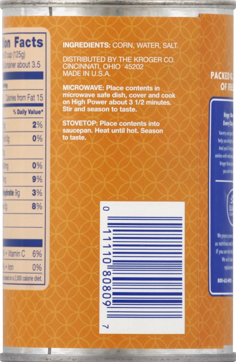 slide 6 of 6, Kroger Sweet White & Gold Whole Kernel Corn - 15.25 oz, 15.25 oz
