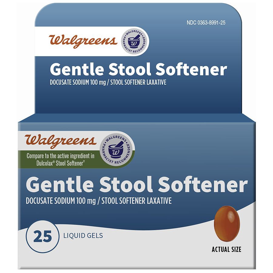 slide 1 of 1, Walgreens Gentle Stool Softener, 25 ct