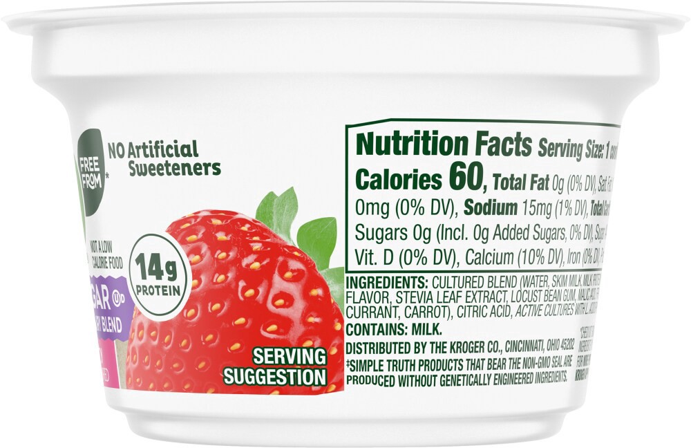 slide 3 of 5, Simple Truth Strawberry Zero Sugar Yogurt Cup, 5.3 oz