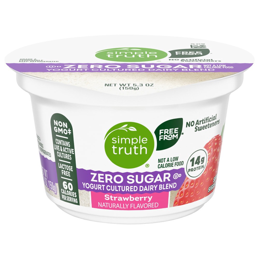 slide 1 of 5, Simple Truth Strawberry Zero Sugar Yogurt Cup, 5.3 oz