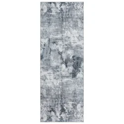 Gertmenian Zavier Abstract Washable Runner, 26 in x 72 in, Gray