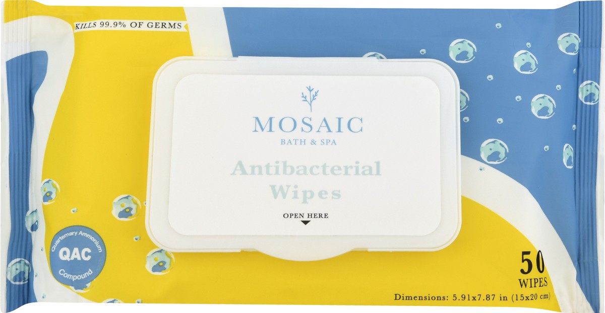 slide 3 of 9, Mosaic Bath & Spa Mosaic Antibacterial Hand Wipes, 50 ct