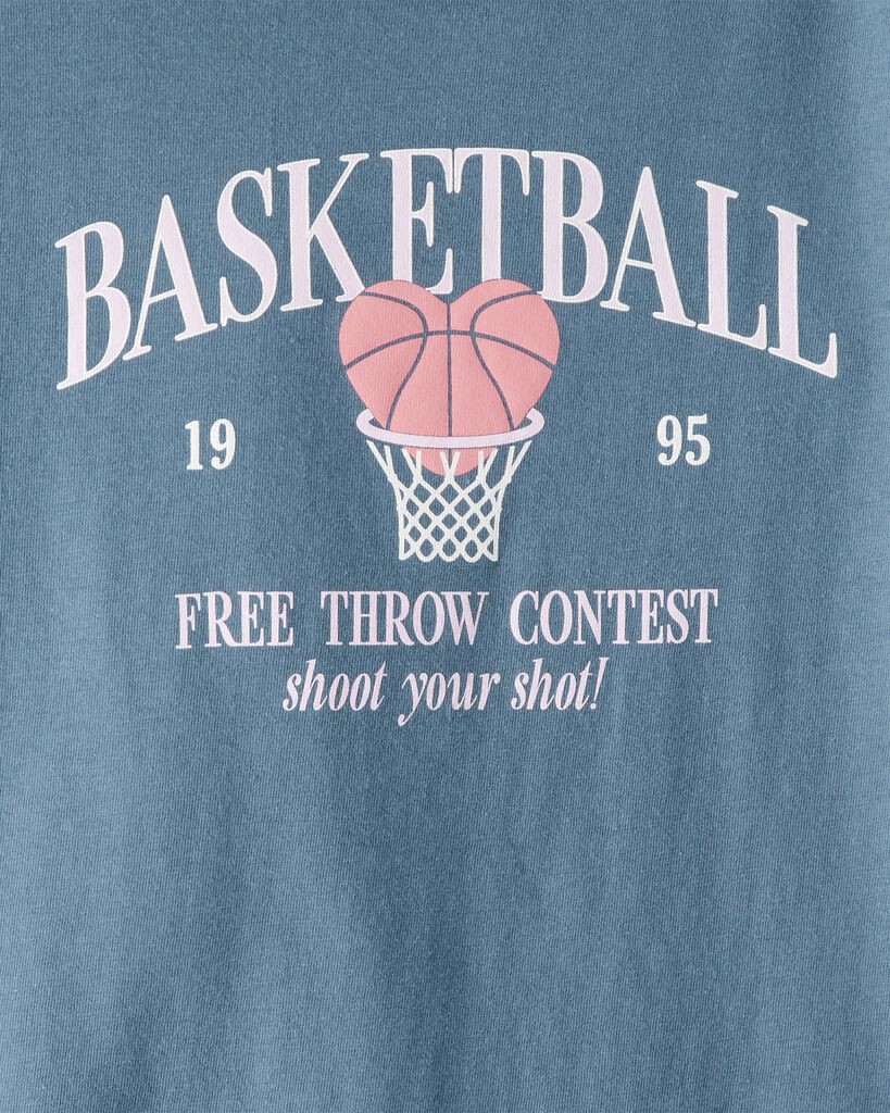 slide 2 of 2, Oshkosh Girls Basketball Long-Sleeve Graphic Tee - Blue Blue L, 1 ct