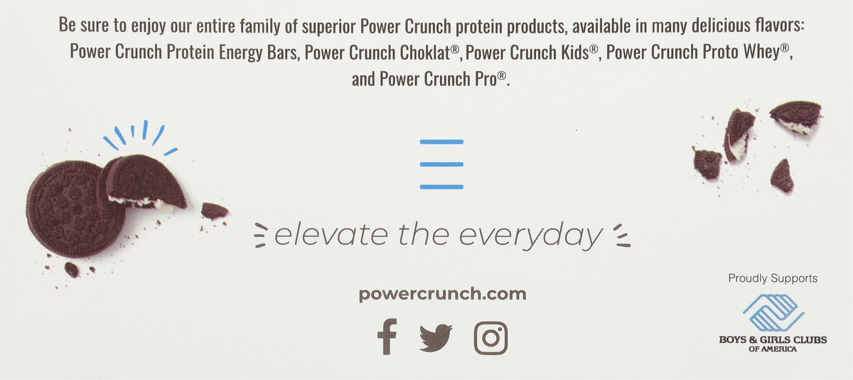 slide 5 of 9, Power Crunch Cookies and Creme Protein Energy Bar 12 - 1.4 oz Bars, 12 ct