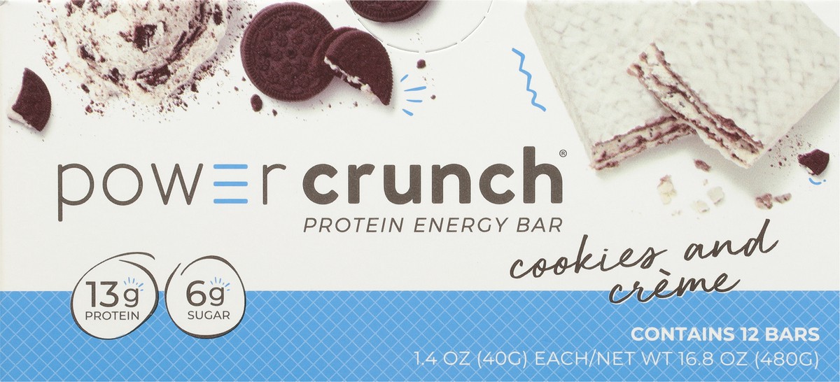 slide 6 of 9, Power Crunch Cookies and Creme Protein Energy Bar 12 - 1.4 oz Bars, 12 ct