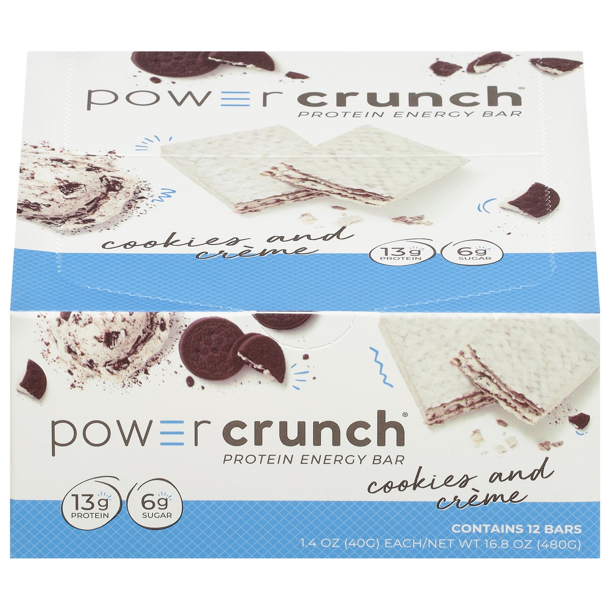 slide 1 of 9, Power Crunch Cookies and Creme Protein Energy Bar 12 - 1.4 oz Bars, 12 ct